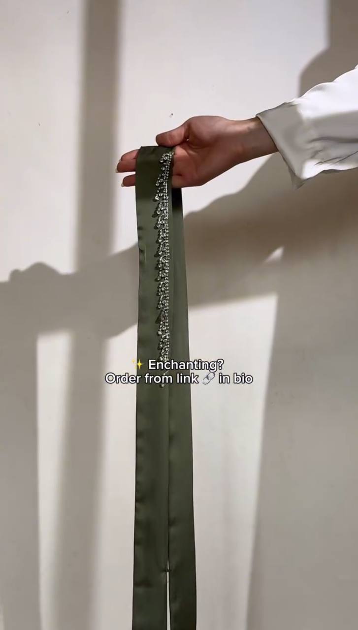 SAFFIA DOUBLE SHRUG LACE ABAYA | PISTA GREEN