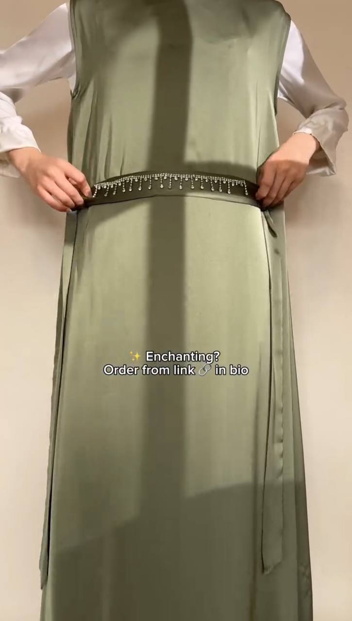 SAFFIA DOUBLE SHRUG LACE ABAYA | PISTA GREEN