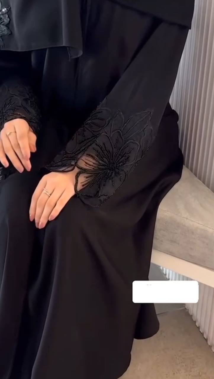 TARA FRONT OPEN ABAYA | BLACK