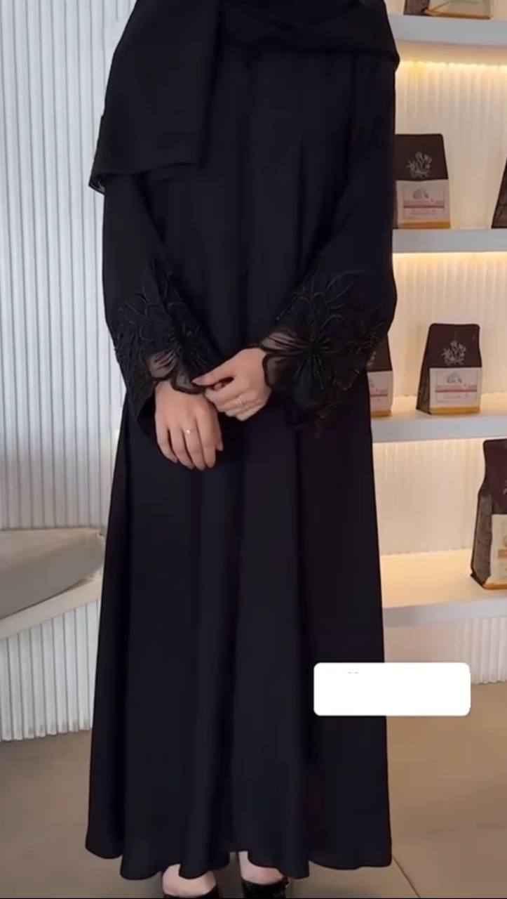TARA FRONT OPEN ABAYA | BLACK
