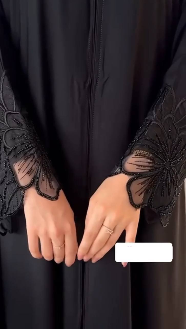 TARA FRONT OPEN ABAYA | BLACK
