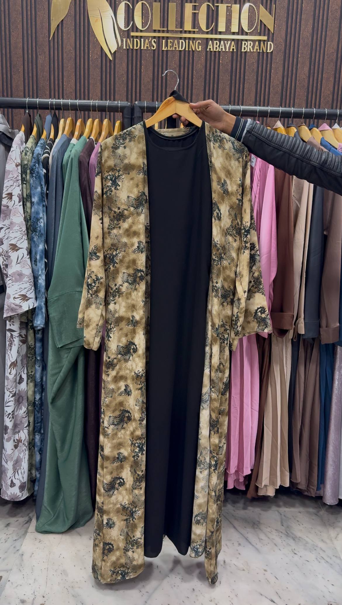 SHEHNAZ PRINTED DS ABAYA | GOLDEN