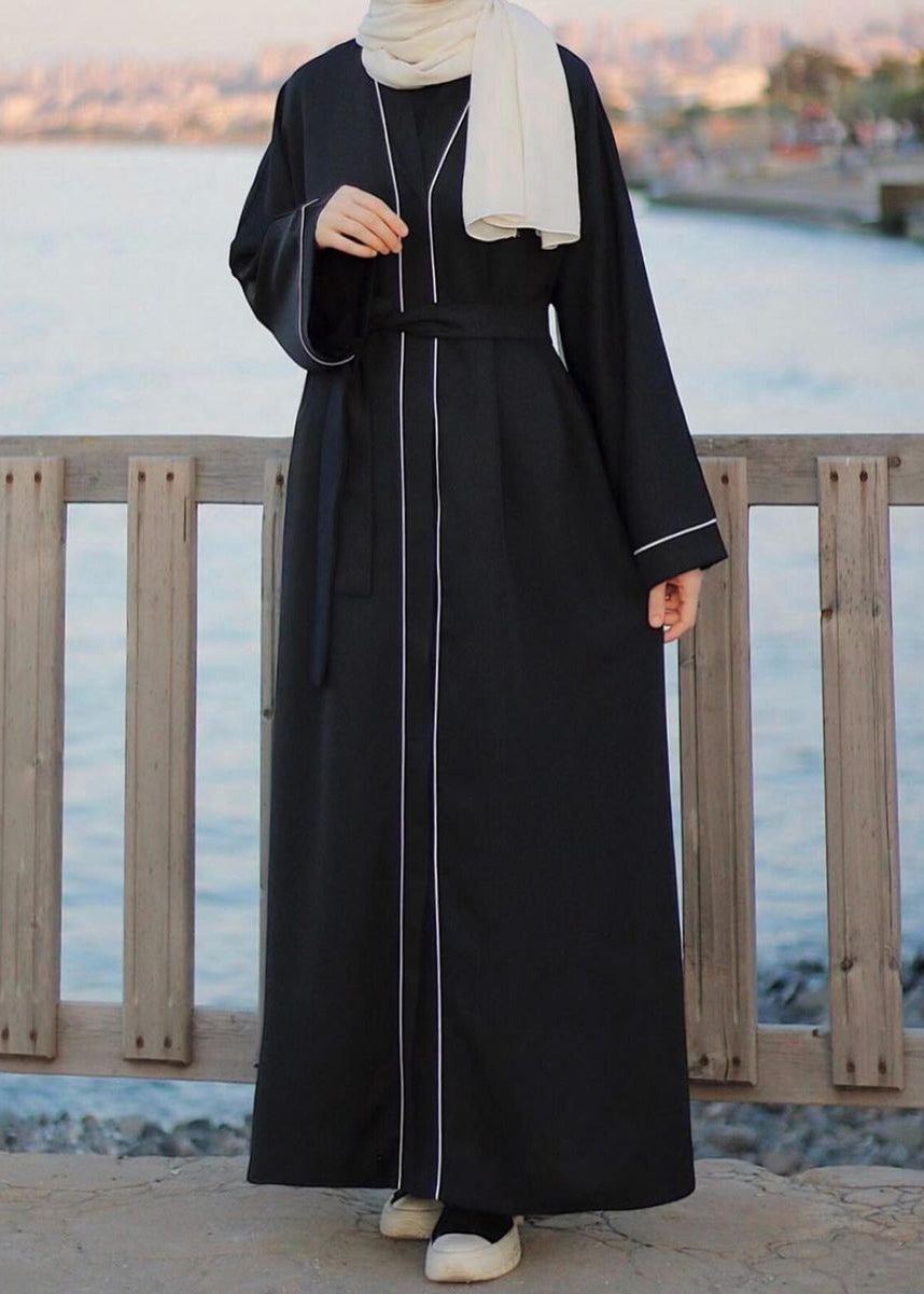 AASIA FRONT OPEN ABAYA | BLACK