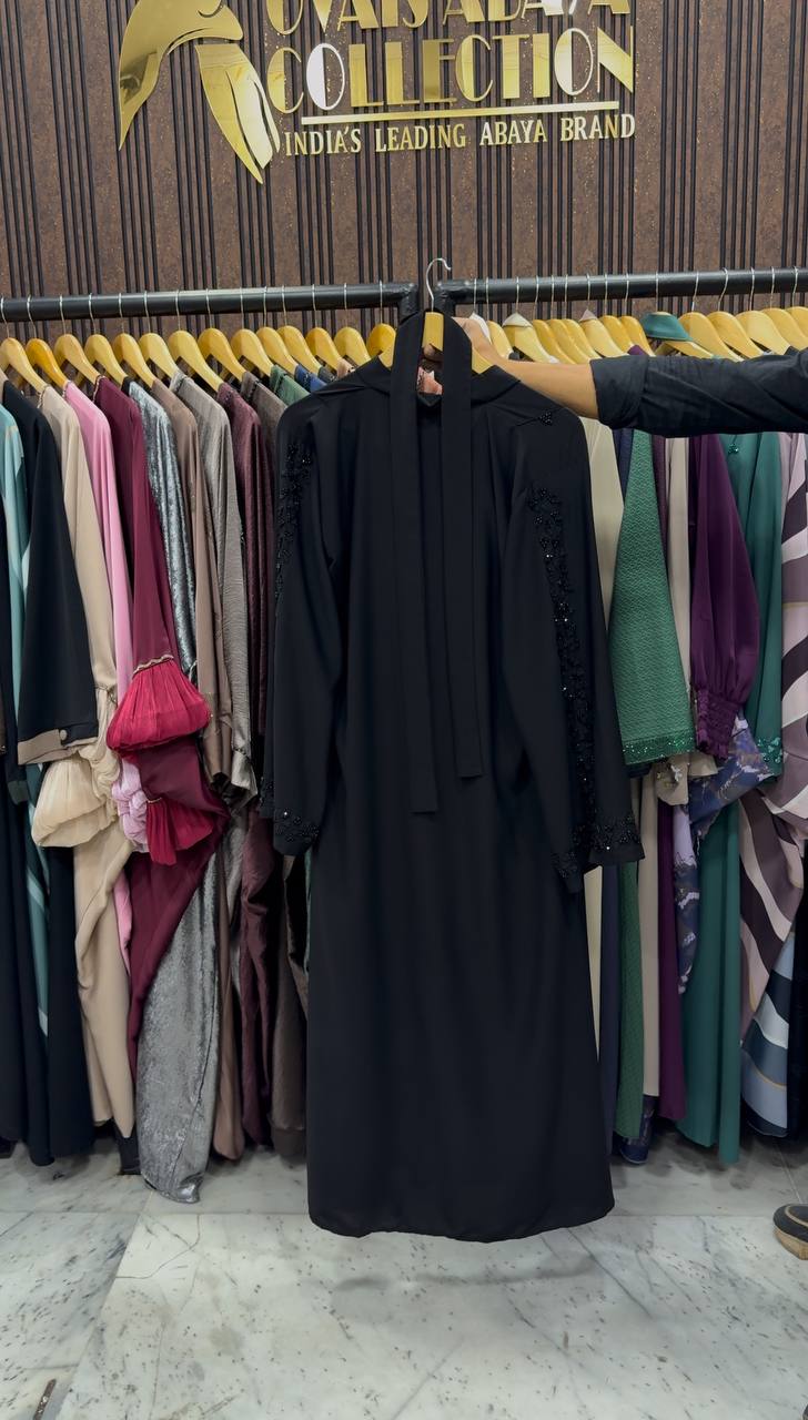 AL-HANA FRONT OPEN ABAYA | BLACK