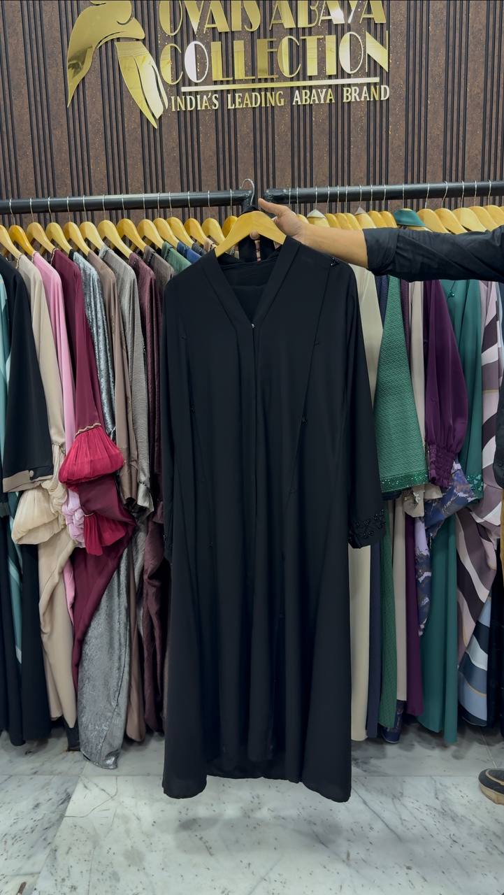 AL-HANA FRONT OPEN ABAYA | BLACK