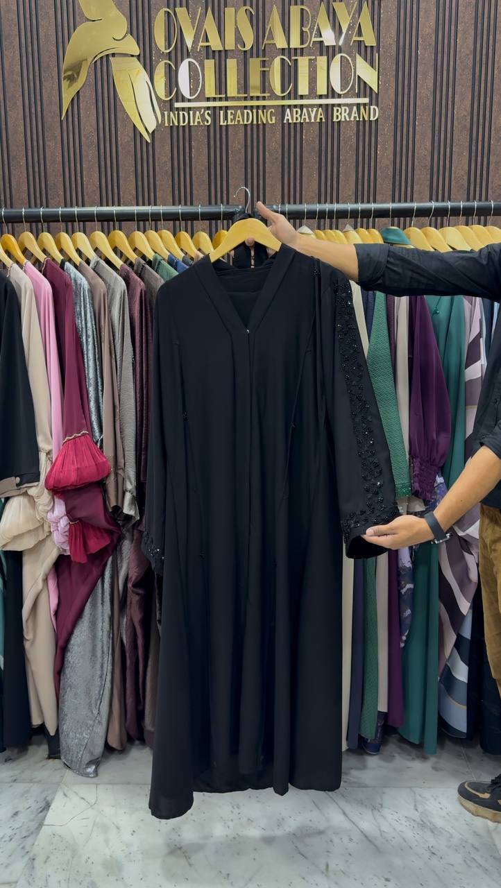 AL-HANA FRONT OPEN ABAYA | BLACK