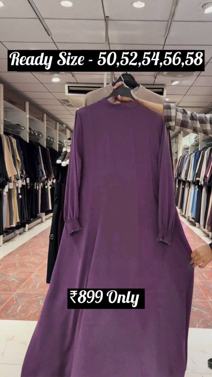 MEHNAAZ PINTEX ZIPPER ABAYA | PURPLE