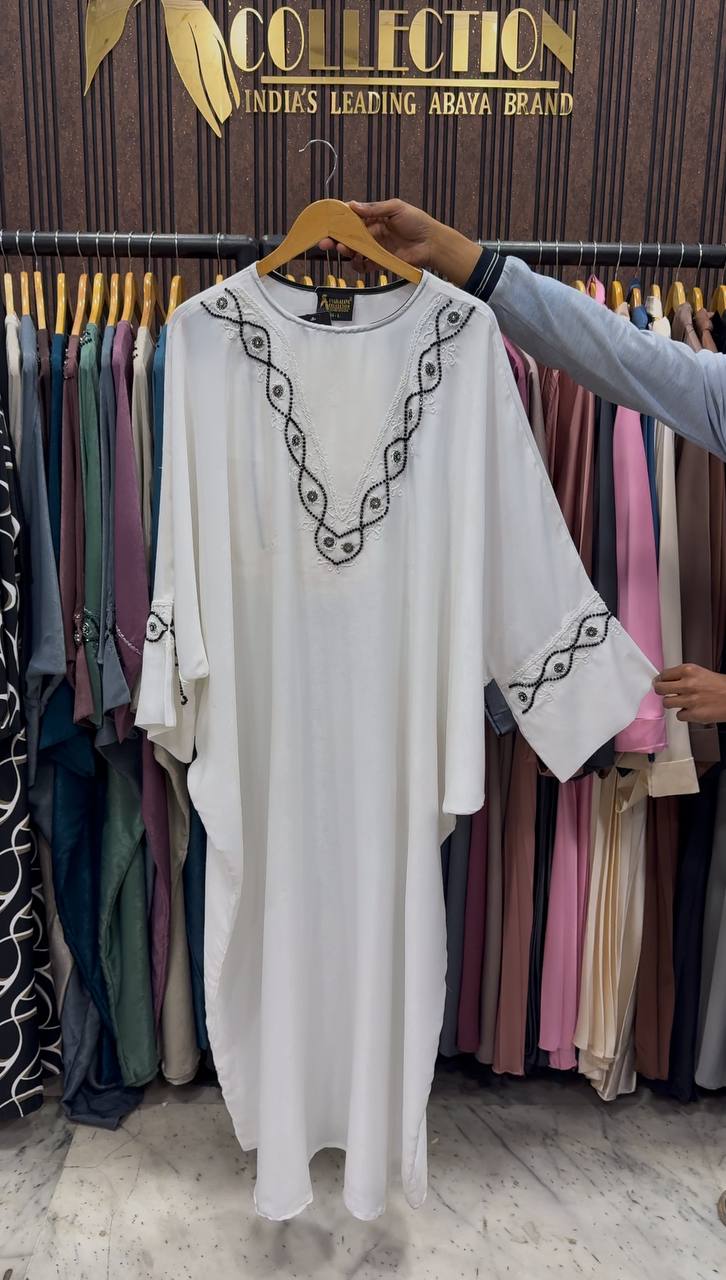 GULAFSHA HANDWORK ABAYA | WHITE