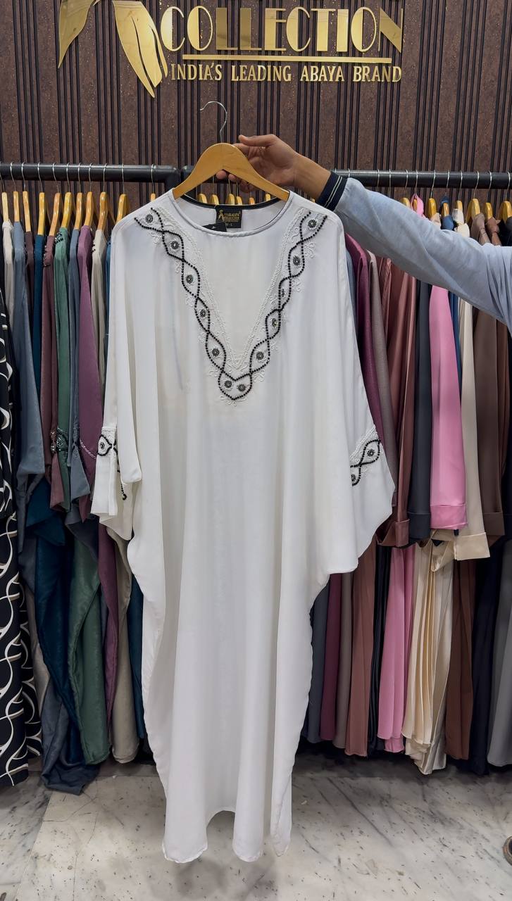 GULAFSHA HANDWORK ABAYA | WHITE