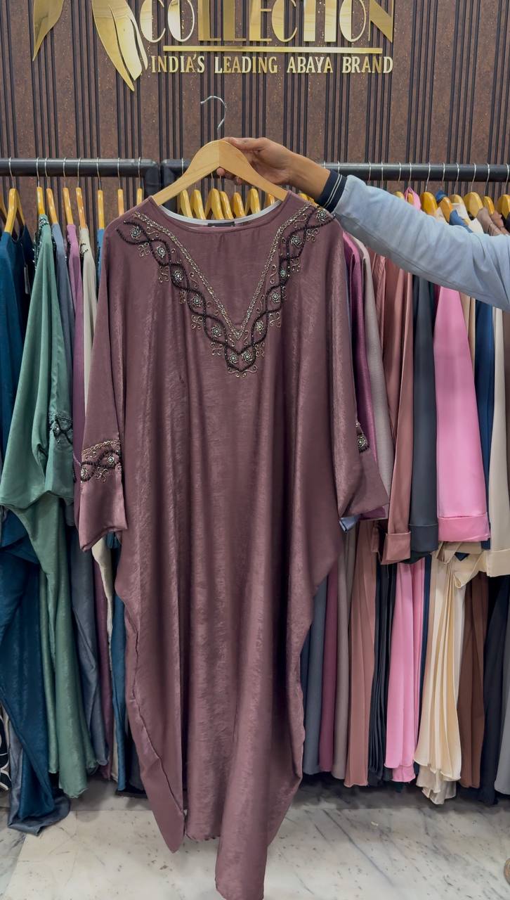 GULAFSHA HANDWORK ABAYA | DUSTY PINK