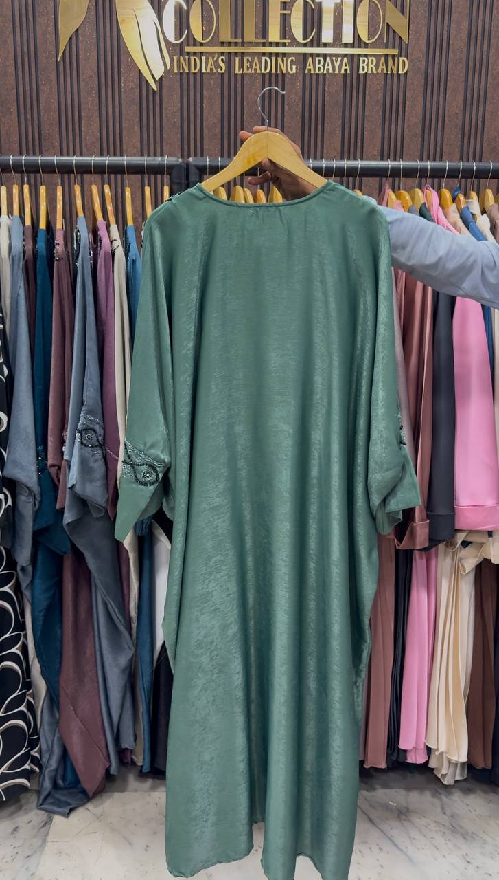 GULAFSHA HANDWORK ABAYA | SEA GREEN