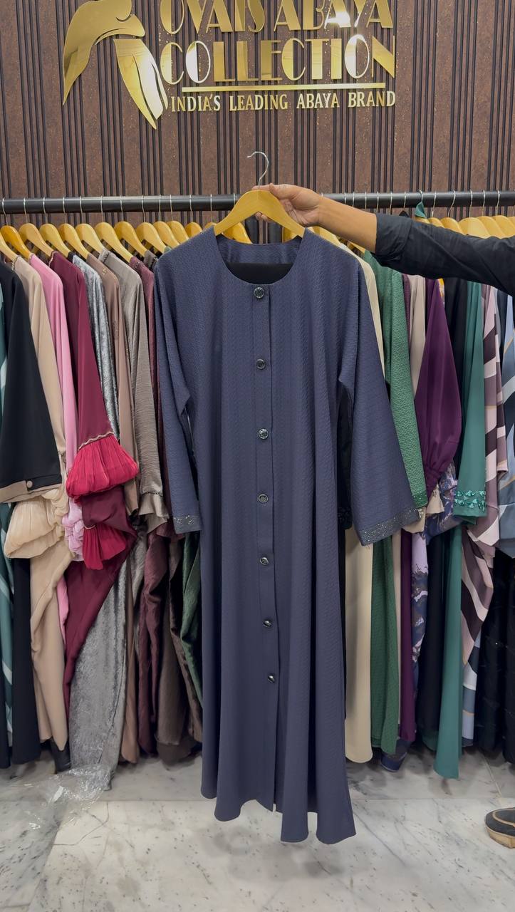 Ela Elegant Front Open Abaya - ( NAVY BLUE )