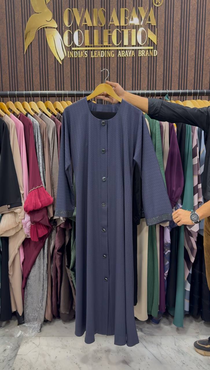 Ela Elegant Front Open Abaya - ( NAVY BLUE )