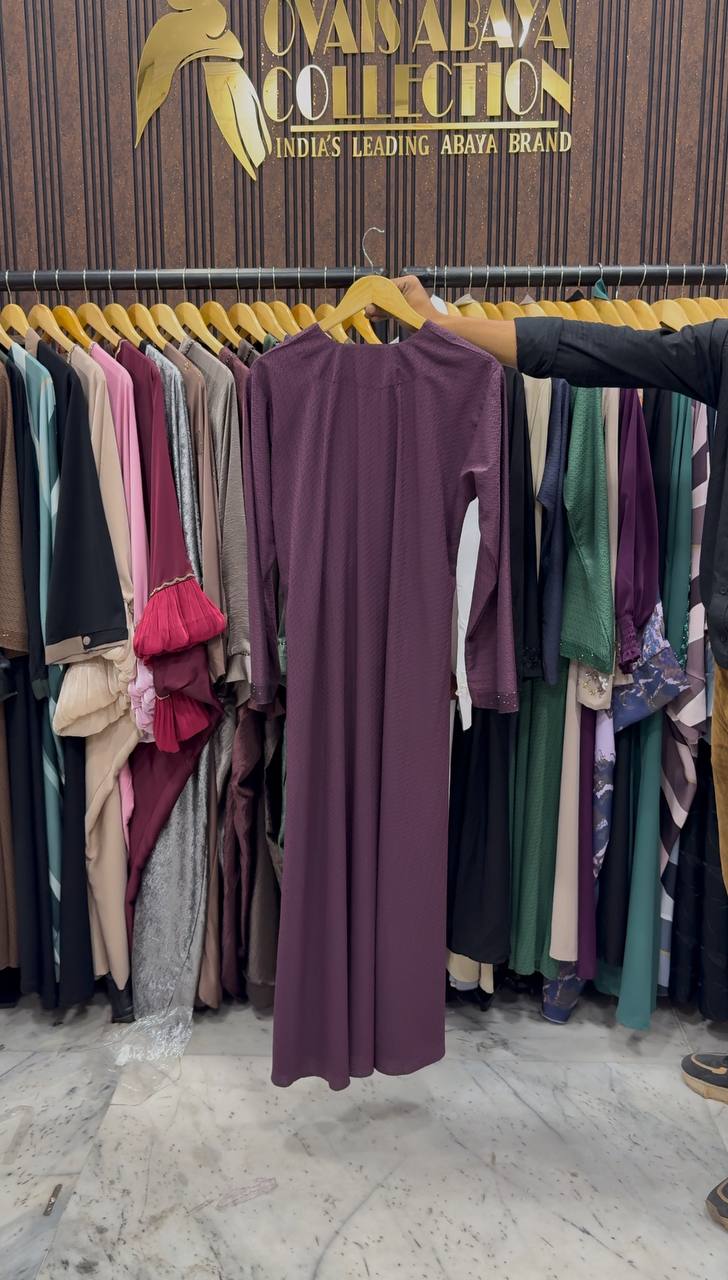 Ela Front Open Abaya - ( WINE )