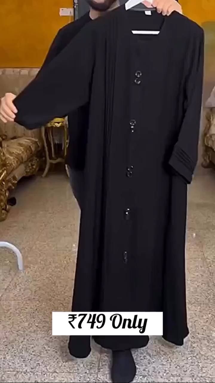 FIZAH PLAIN ABAYA WITH PINTEX WORK | BLACK