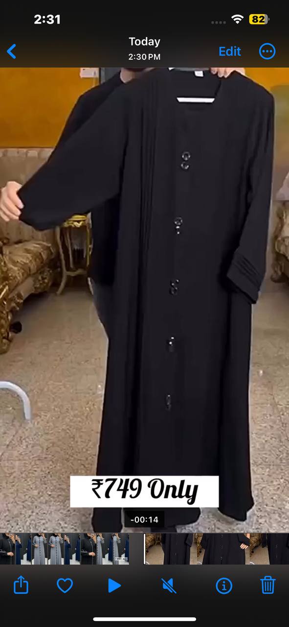 FIZAH PLAIN ABAYA WITH PINTEX WORK | BLACK