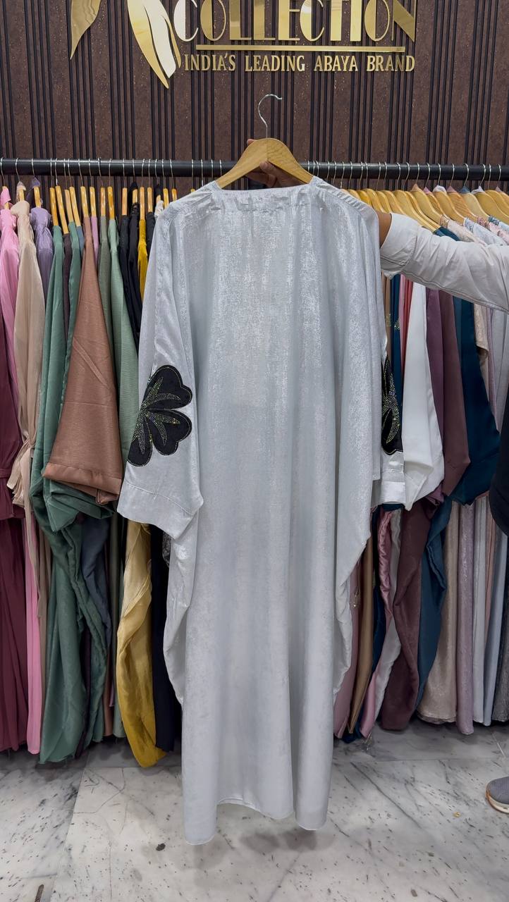 WAJIHA PATCHWORK ABAYA | WHITE