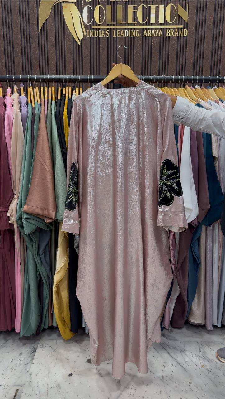WAJIHA PATCHWORK ABAYA | PEACH