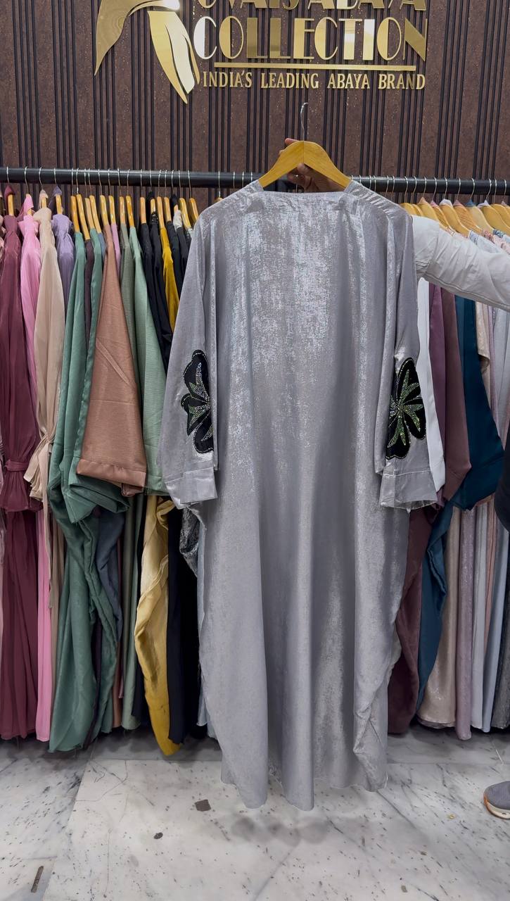 WAJIHA PATCHWORK ABAYA | GRAY