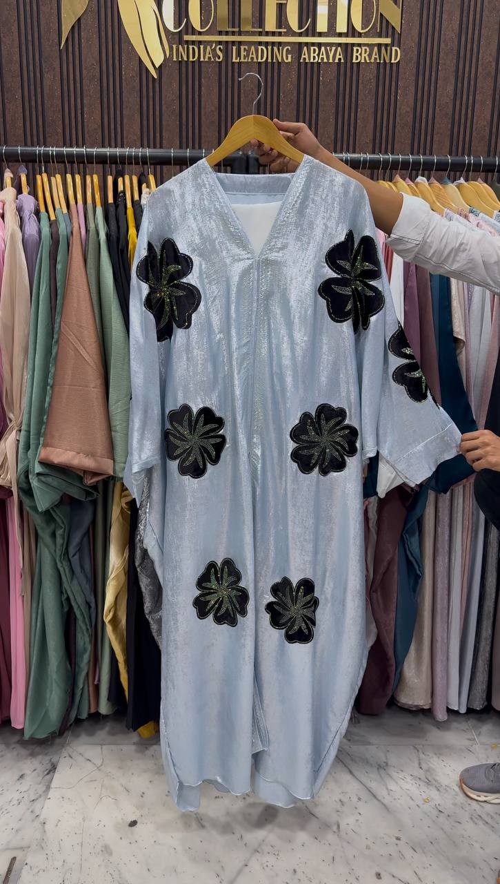 WAJIHA PATCHWORK ABAYA | SKY BLUE
