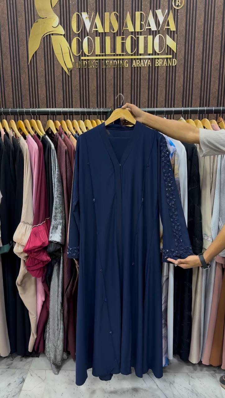 AL-HANA FRONT OPEN ABAYA | BLUE