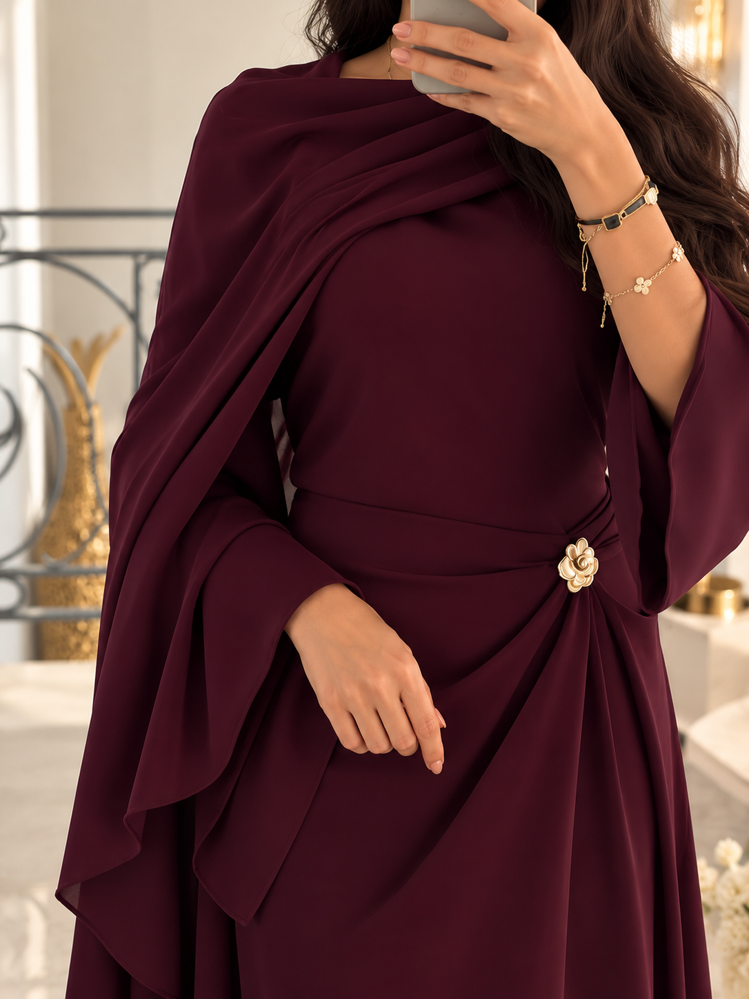 MISRAH ROYAL DRAPE ABAYA | MAROON