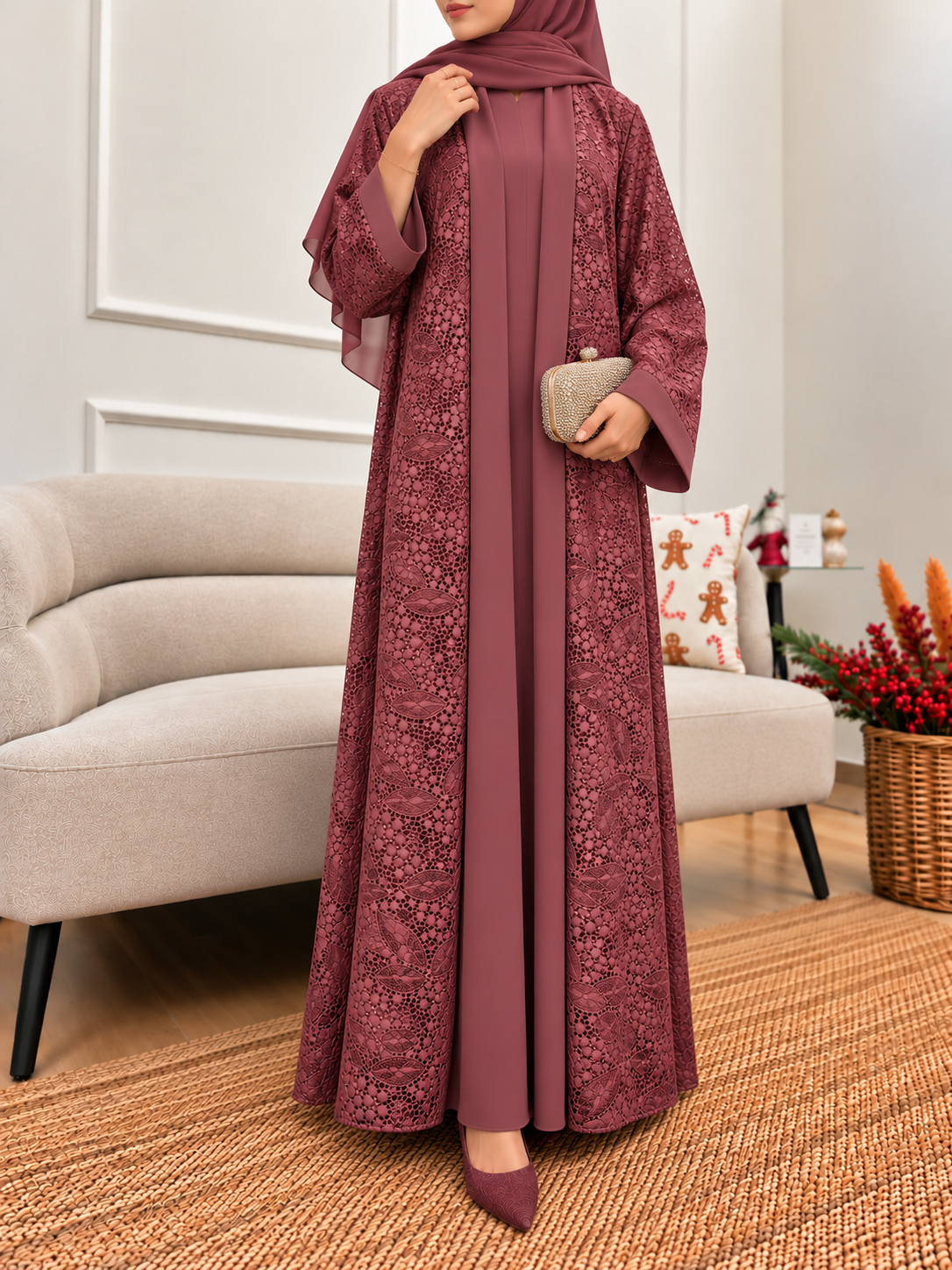 AEMAL DS NET ABAYA | MAROON