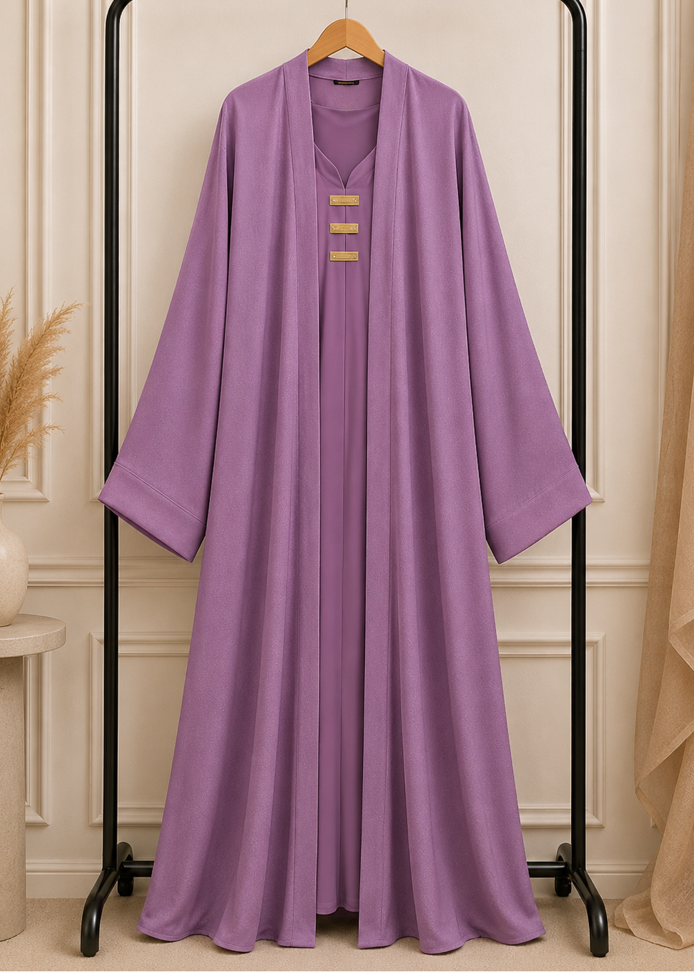 TAMANNA DOUBLE SHRUG ABAYA | LAVENDER