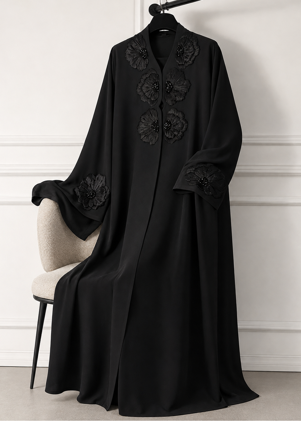 ILSAH FRONT OPEN ABAYA | BLACK