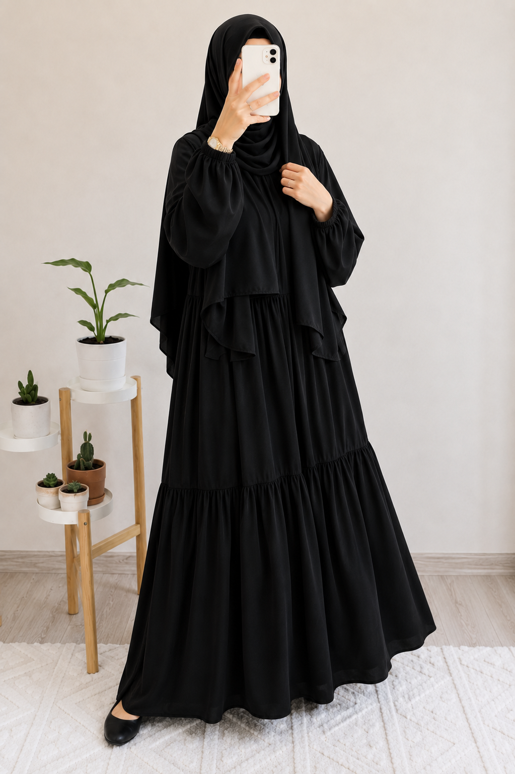 TUBA FRILL ABAYA | BLACK