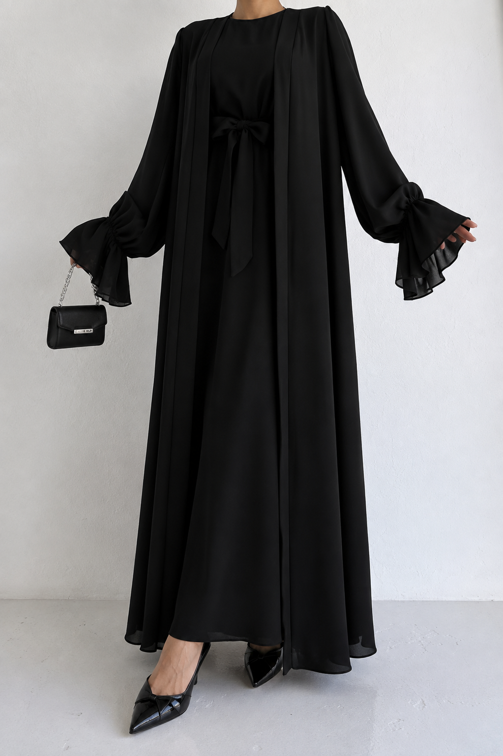 EBRAH DOUBLE SHRUG ABAYA | BLACK
