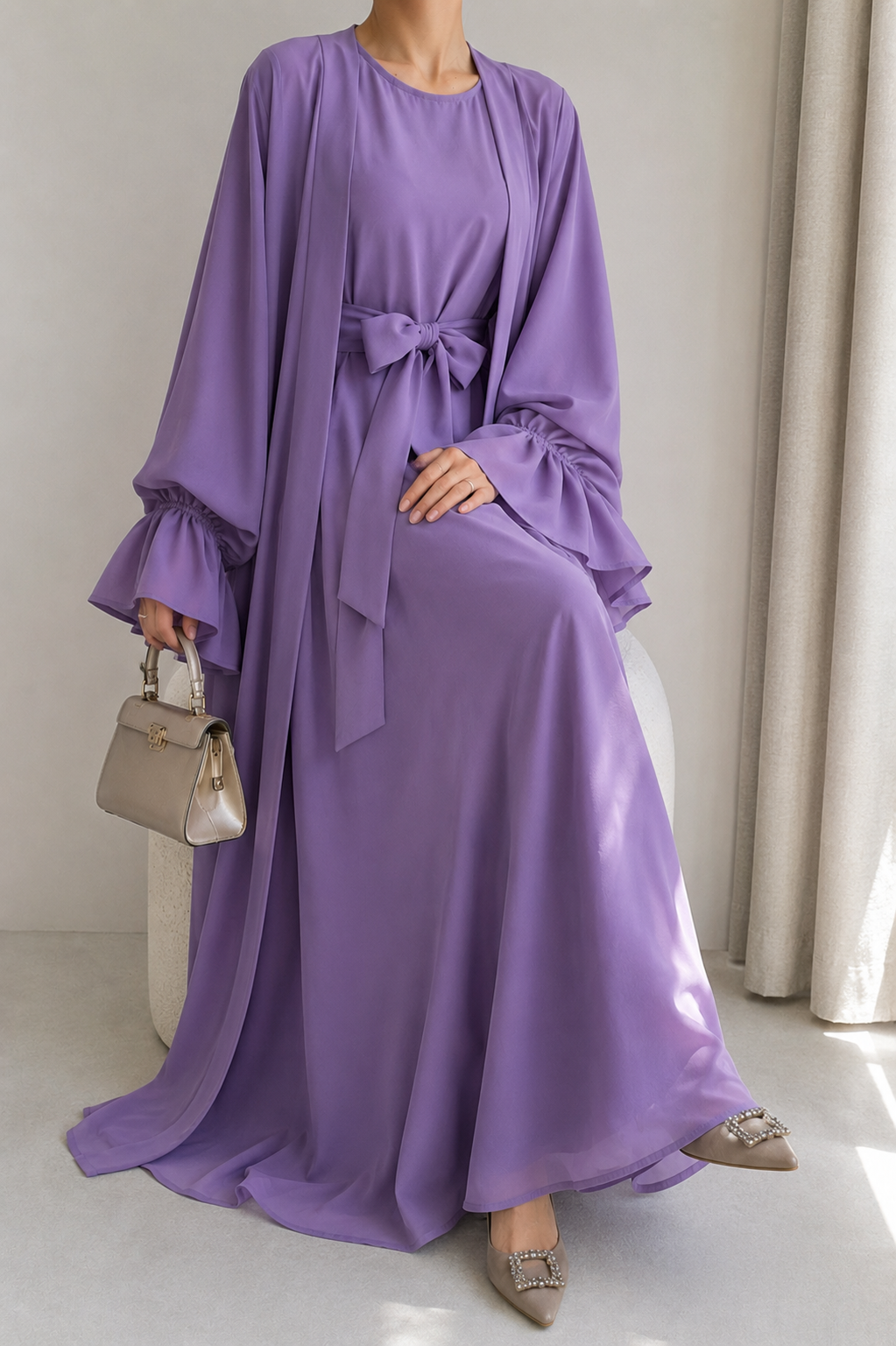 EBRAH DOUBLE SHRUG ABAYA | LAVENDER