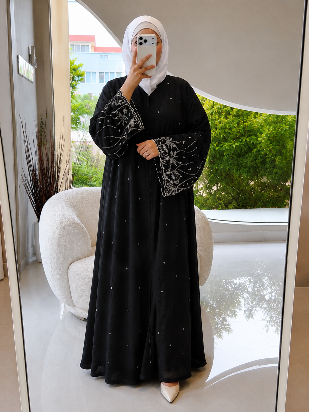 HIRA FRONT OPEN ABAYA | BLACK