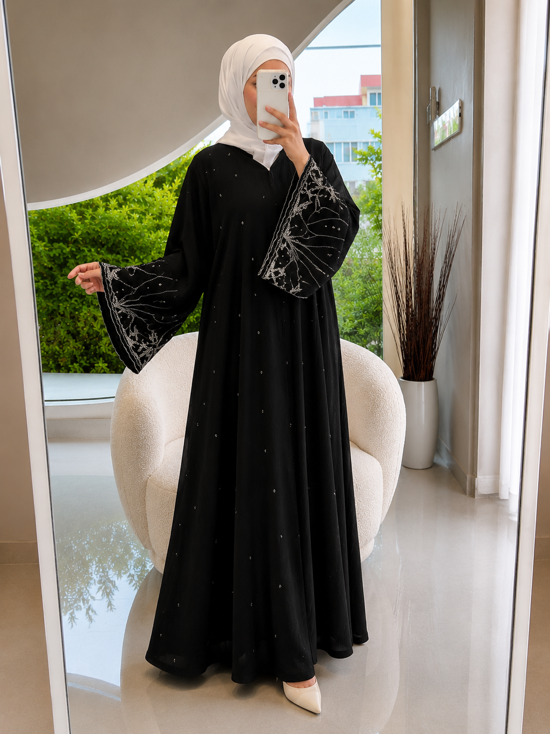 HIRA FRONT OPEN ABAYA | BLACK