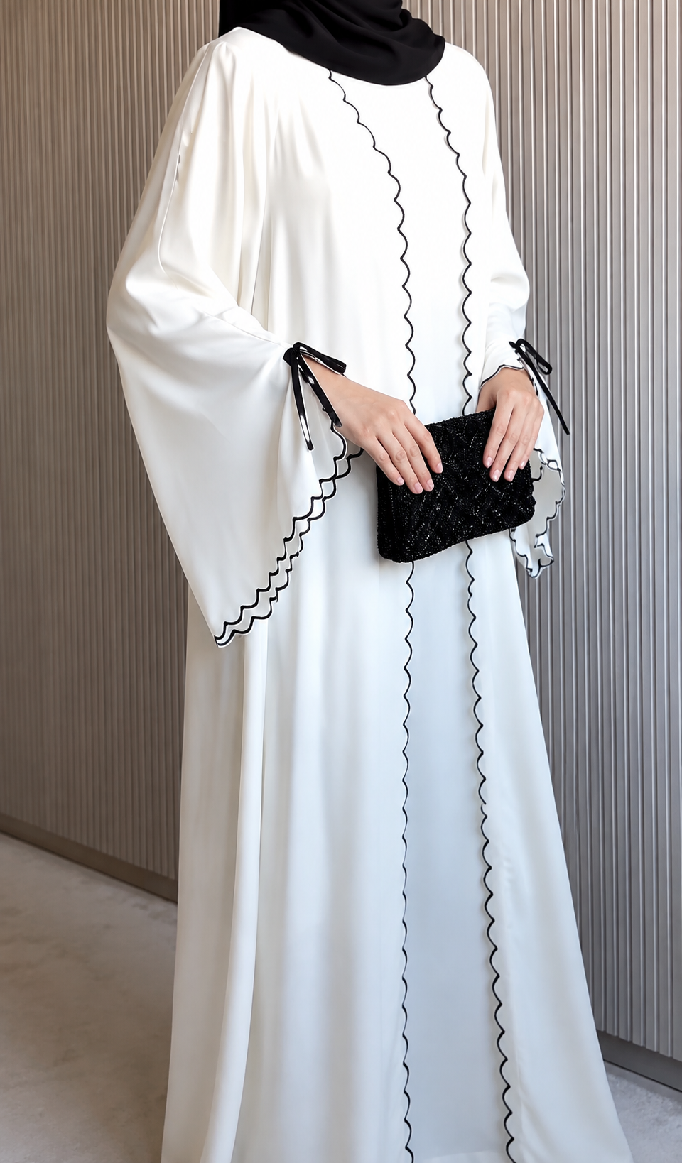 ANZAH DOUBLE SHRUG ABAYA | WHITE