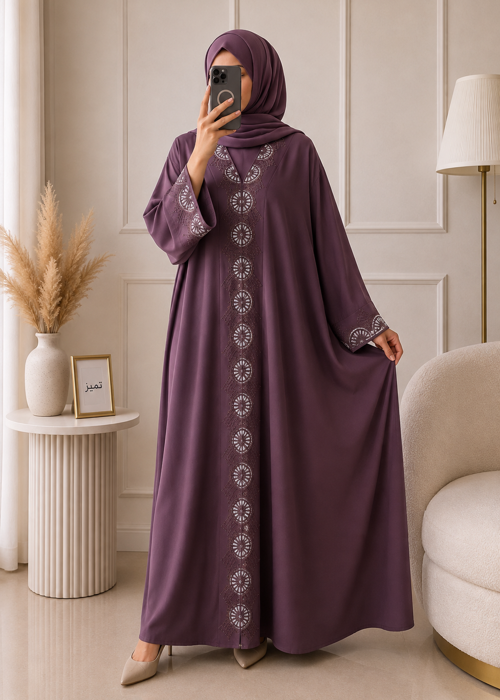 WARISHAH FULLY CLOSED ABAYA | DUSTY PINK