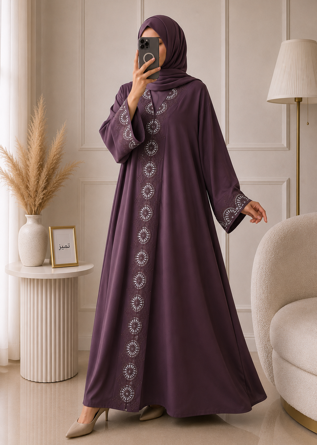 WARISHAH FULLY CLOSED ABAYA | DUSTY PINK