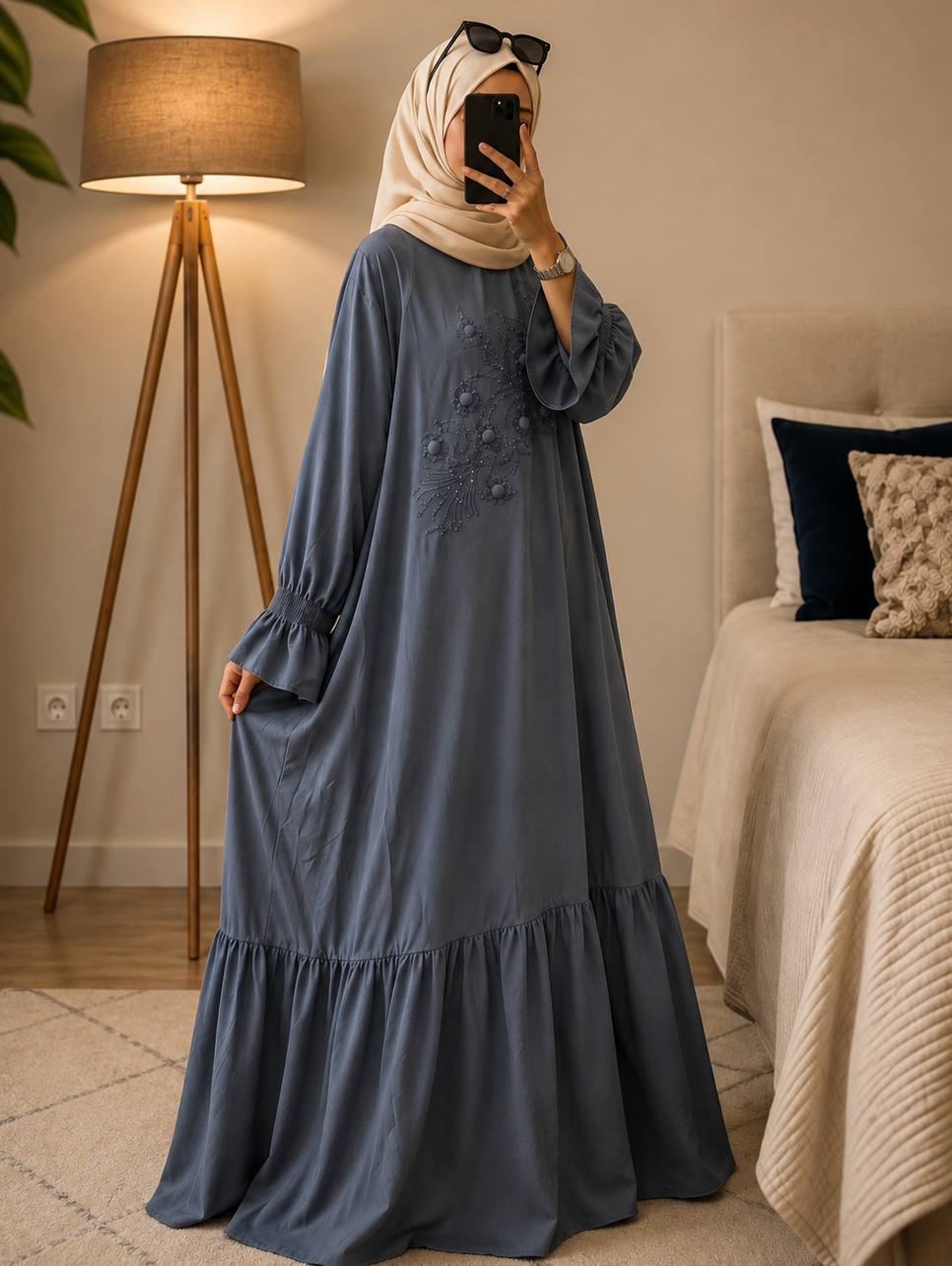8882 - BANO FRILL ABAYA | GRAY