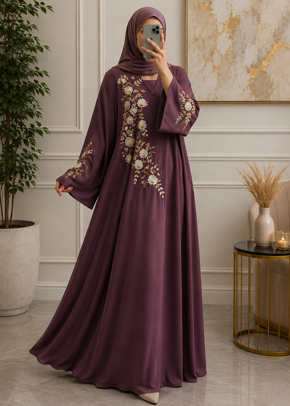 8283 - RABIKA FULLY CLOSED ABAYA | DUSTY PINK