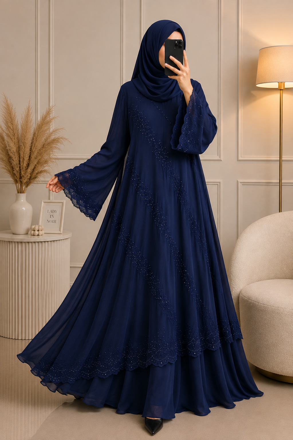 0021- FALAK LAYER ABAYA | BLUE