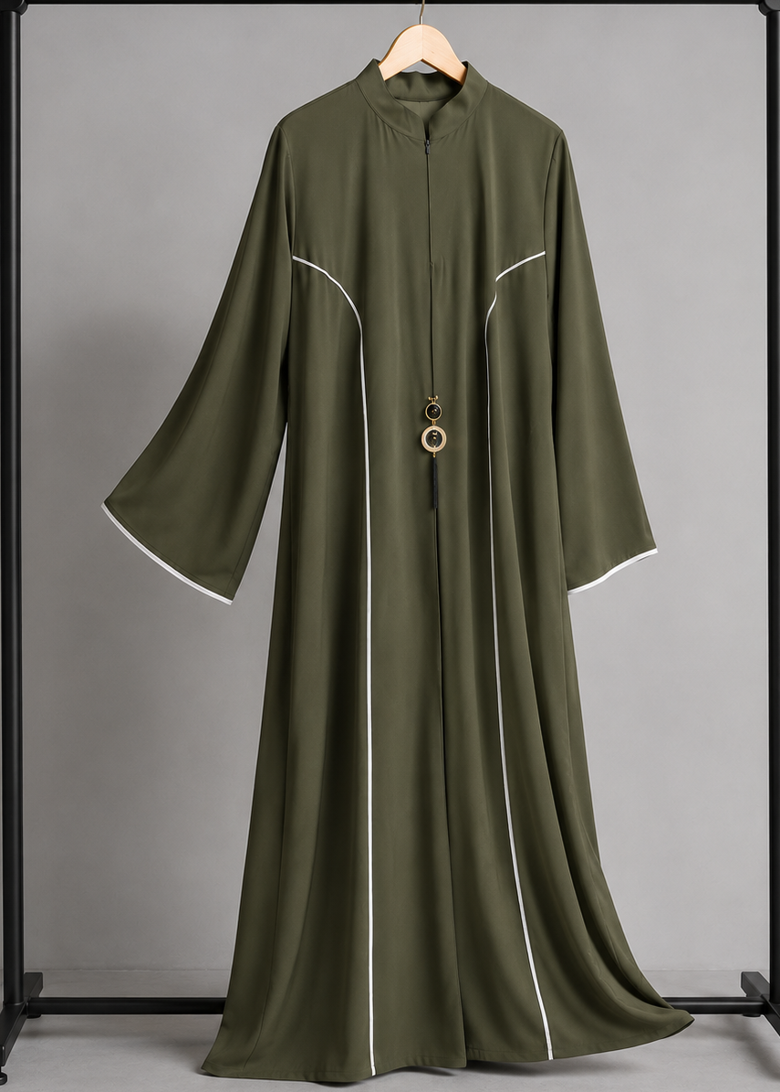 MAYA ELEGANT CLOSED ABAYA | OLIVE