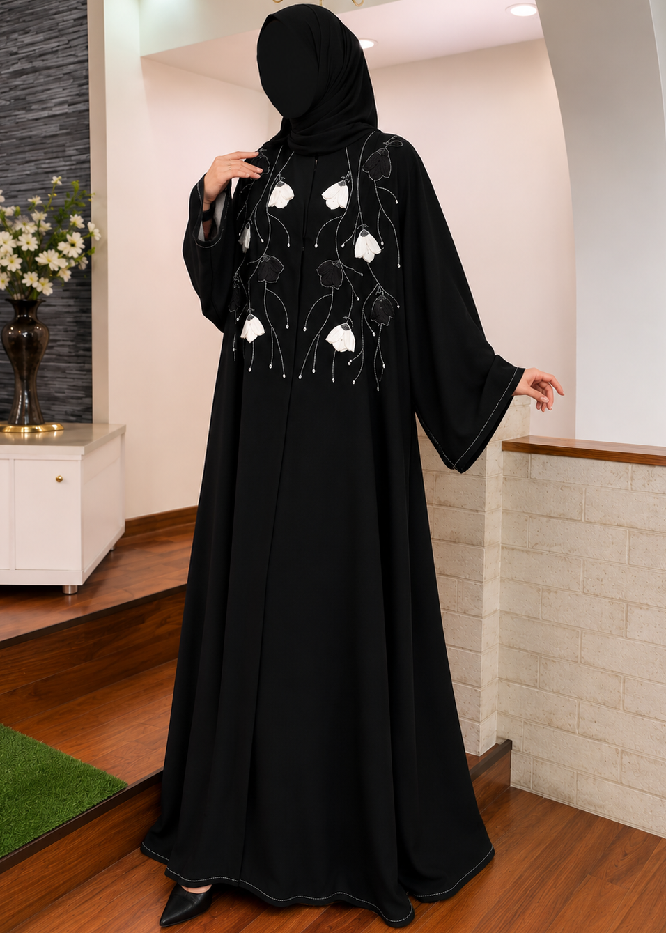 LAMIAH FRONT OPENA ABAYA | BLACK