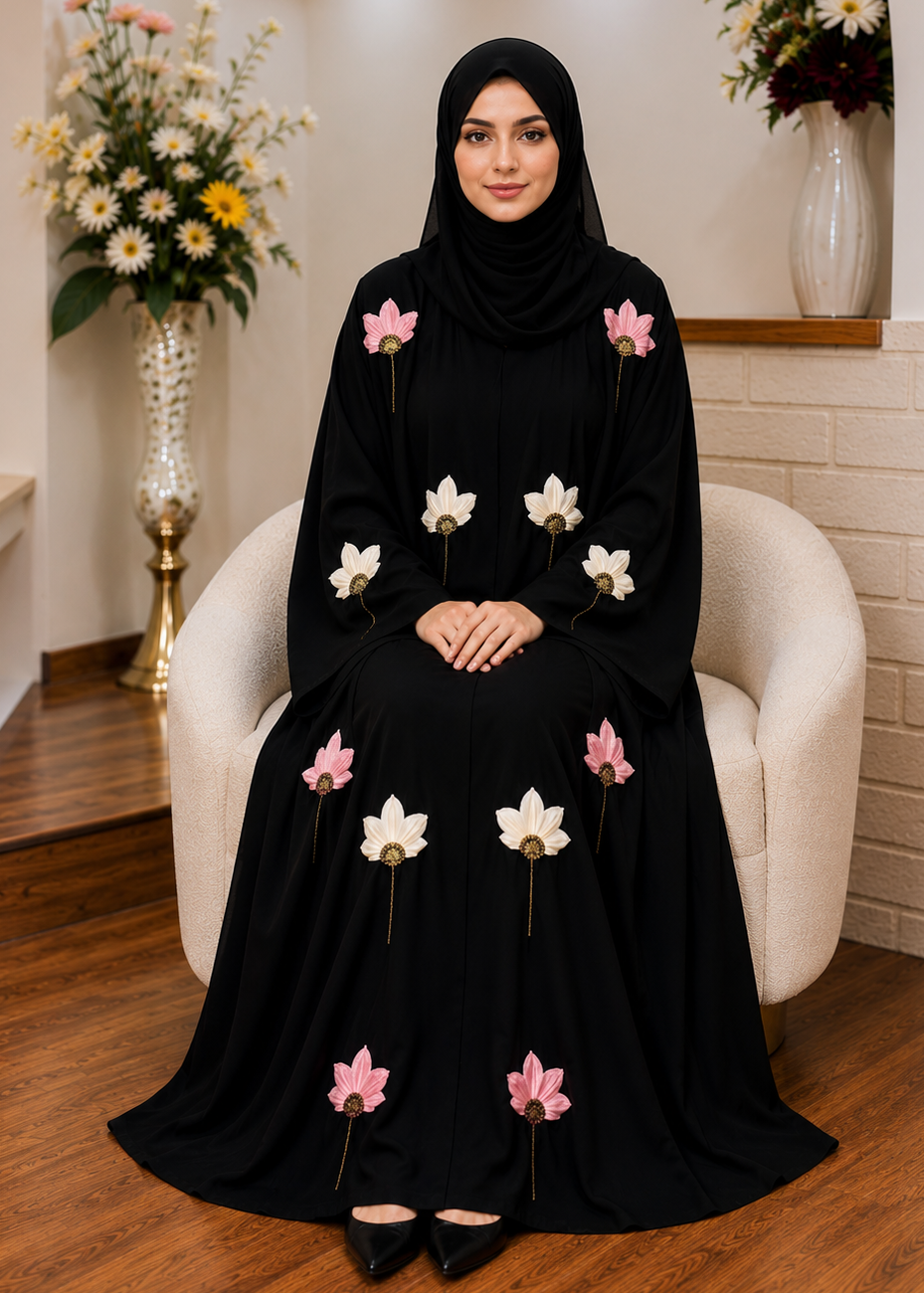 MOEZA FRONT OPEN ABAYA | PINK