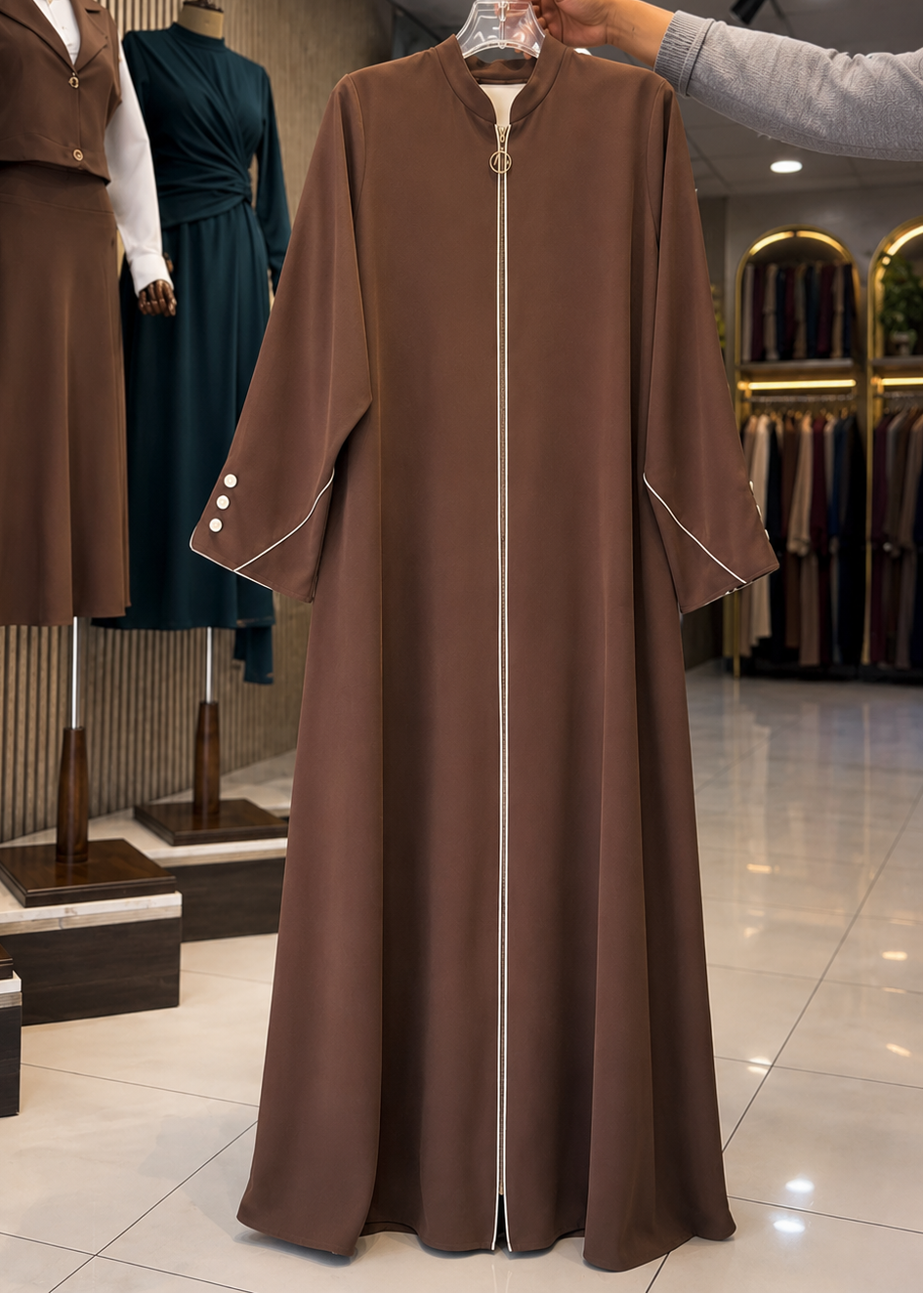 MUNAZZAH FRONT OPEN ABAYA | COPPER
