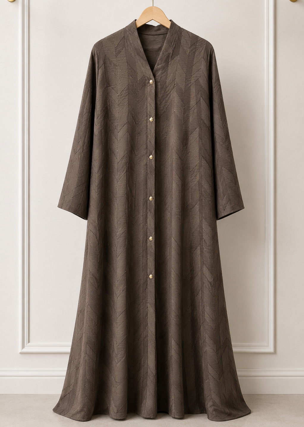 SAMRAH FRONT OPEN ABAYA | COFFEE