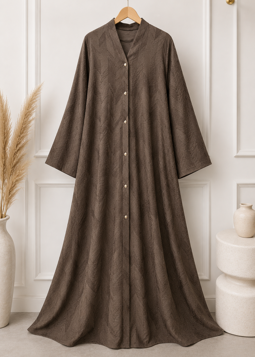 SAMRAH FRONT OPEN ABAYA | COFFEE