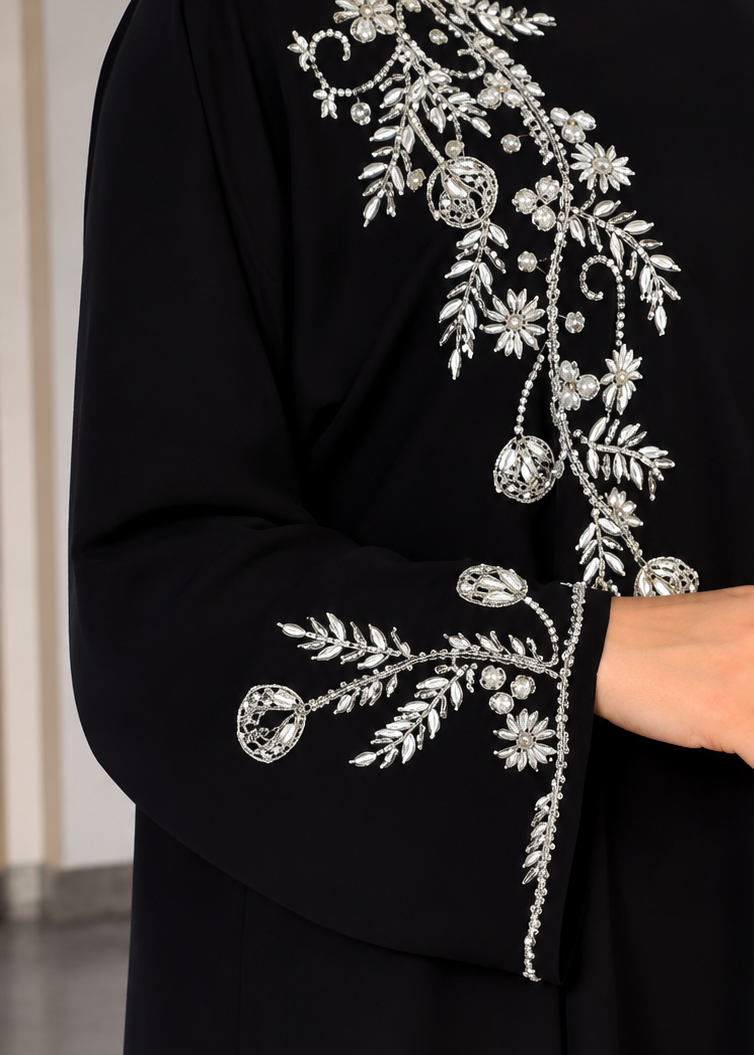 RAMEESA HANDWORK ABAYA | BLACK