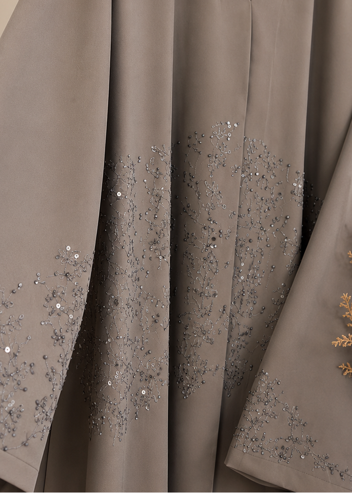 ZUBIYAH FRONT OPEN ABAYA | COLLER BROWN