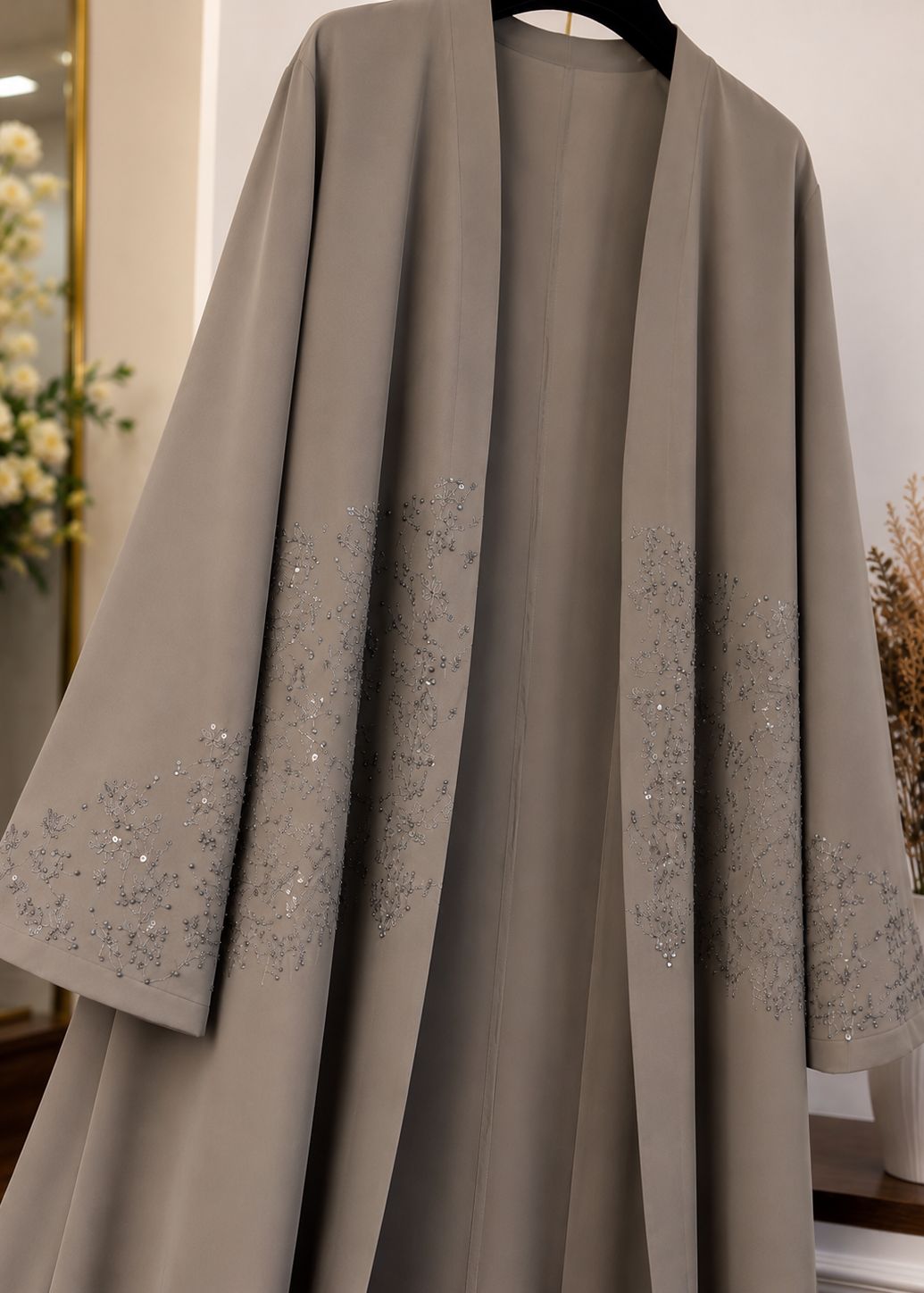 ZUBIYAH FRONT OPEN ABAYA | COLLER BROWN
