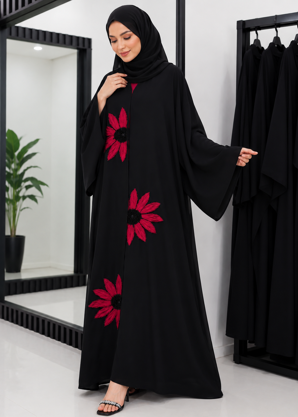 RAIBAH HANDWORK ABAYA | RED